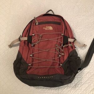 The North Face Borealis classic rucksack backpack. Burgundy and black. Unisex.